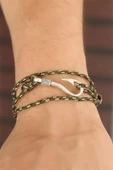 MuI MuI Krem Çizgi Desenli Metal Kancalı Erkek Bileklik - 2