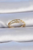 MuI MuI Pirinç Gold Renk Zirkon Taşlı Kalp Model Kadın Yüzük - 1
