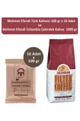 Mehmet Efendi Türk Kahvesi 100 gr x 10 Adet ve Mehmet Efendi Colombian Çekirdek Kahve 1000 gr thumbnail 1