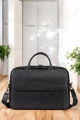 Lüx Hakiki Deri 14-15.6" İnç Siyah Laptop & Evrak Çantası - 2
