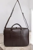 Unisex Lüx Macbook Organizer 15.6-16" İnç Kahverengi Laptop Evrak Çantası - 3