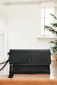 Uzun Askılı Kadın Siyah Clutch Portföy Çantası - 5