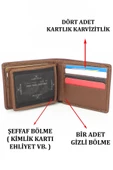 Hakiki Deri Kartlık Bölmeli Taba Erkek Cüzdanı - 4