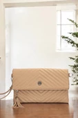 Uzun Askılı Kadın Vizon Clutch Portföy Çantası - 5