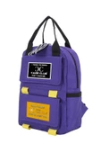 Etiket Desenli Mor Okul Sırt Çantası - 7