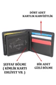 Hakiki Deri Kartlık Bölmeli Siyah Erkek Cüzdanı - 4