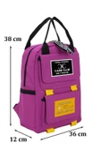 Etiket Desenli Pembe Okul Sırt Çantası - 2