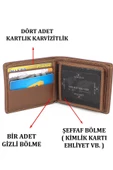 Hakiki Deri Kartlık Bölmeli Taba Erkek Cüzdanı - 3