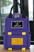 Etiket Desenli Mor Okul Sırt Çantası - 1