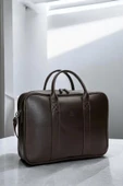 Unisex Lüx Macbook Organizer 15.6-16" İnç Kahverengi Laptop Evrak Çantası - 1