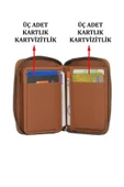 Hakiki Deri Fermuarlı Taba Kartlık Cüzdan - 5