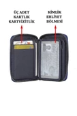 Hakiki Deri Fermuarlı Lacivert Kartlık Cüzdan - 3