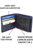 Hakiki Deri Kartlık Bölmeli Lacivert Erkek Cüzdanı - 3