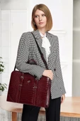 Unisex Lüx 14-15.6" inç Bordo Kroko Ofis Evrak Laptop Çantası - 2