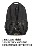 Sportif Darbe Emici Su Geçirmez 13,3-14 inç Siyah Laptop Sırt Çantası - 8