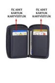 Hakiki Deri Fermuarlı Lacivert Kartlık Cüzdan - 5