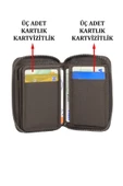 Hakiki Deri Fermuarlı Kahverengi Kartlık Cüzdan - 5