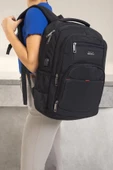 Büyük Boy Su Geçirmez 15,6 inç Siyah Notebook Laptop Sırt Çantası - 1