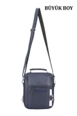 Kasalı Erkek Lacivert El ve Omuz Çantası - 4