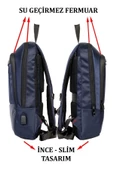 Su Geçirmez 14-15,6 inç Slim Lacivert Notebook Laptop Sırt Çantası - 5