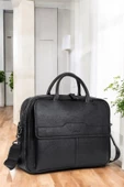 Lüx Hakiki Deri 14-15.6" İnç Siyah Laptop & Evrak Çantası - 1