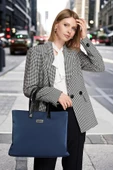 Kadın Casual Su Geçirmez 13-14 İnç Lacivert-Siyah Evrak Notebook Laptop Çantası - 1