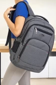 Büyük Boy Su Geçirmez 15,6 inç Antrasit Notebook Laptop Sırt Çantası - 1