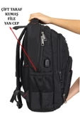 Büyük Boy Su Geçirmez 15,6 inç Siyah Notebook Laptop Sırt Çantası - 6