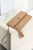 Uzun Askılı Kadın Vizon Clutch Portföy Çantası - 4