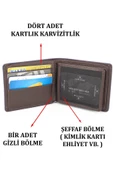Hakiki Deri Kartlık Bölmeli Kahverengi Erkek Cüzdanı - 2