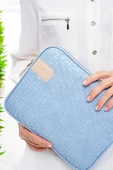 11" İnç iPad Air Pro, Matepad, Galaxy Hasır Mavi Tablet Kılıf Çantası - 2