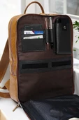 Organizer Premium Deri 16" inç Crazy Taba Sırt Laptop Çantası - 6