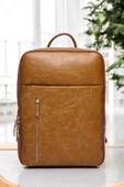 Organizer Premium Deri 16" inç Crazy Taba Sırt Laptop Çantası - 8