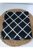 Siyah Beyaz Desenli Soft Pamuklu Eşarp, Fular - 2
