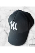 Spor Unisex Baseball Arkası Cırtlı Ayarlanabilir Ny Newyork Siyah-Beyaz Nakışlı Cap Şapka - 3