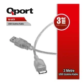 QPORT 3metre Q-UZ3 USB 2.0 Uzatma Kablosu - 1