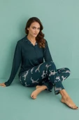 Mihra Kadın Gömlek Yaka TERMAL Pijama Takımı 14300/20 - 1 Adet  S - M Koyu Yeşil - 2