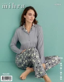 Mihra Kadın Gömlek Yaka TERMAL Pijama Takımı 14300/8 - 1 Adet  Gri S - M - 2