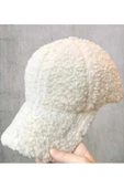 Trend Teddy Peluş Beyaz Cap Şapka - 3