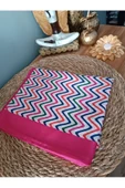 Tesettür Tarz Modern Ve Şık Son Moda Rengarenk Renkli Zigzag Çizgili Desen Fuşya Şal 1 Adet - 2