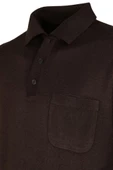 Erkek Kazak Polo Yaka Yünlü Koyu Kahverengi Klasik Normal Kesim RAR00684 - 4