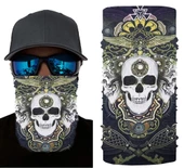 Siyah Renk Üzeri Likralı Beyaz Kafatası Kuru Kafa Baskılı Baf Buff Bandana 28x45 cm thumbnail 2