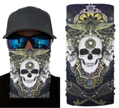 Siyah Renk Üzeri Likralı Beyaz Kafatası Kuru Kafa Baskılı Baf Buff Bandana 28x45 cm thumbnail 1