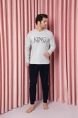 Sude Erkek Bisiklet Yaka Kışlık Polar Pijama Takımı A100/72 - 1 Adet  Gri 2XL - 2