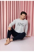 Sude Erkek Bisiklet Yaka Kışlık Polar Pijama Takımı A100/72 - 1 Adet  Gri 2XL - 1