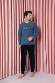 Sude Erkek Bisiklet Yaka Kışlık Polar Pijama Takımı A100/73 - 1 Adet  M Mavi - 2