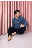 Sude Erkek Bisiklet Yaka Kışlık Polar Pijama Takımı A100/73 - 1 Adet  M Mavi - 1