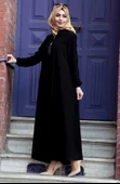 Medine İpeği Tesettür Pile Detaylı Ferace MDC-0165 Siyah - 3