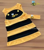 Neşeli Bebekler Arılı Saç Bantlı Elbise Hardal - 1