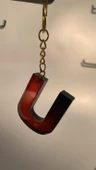 U Harfi Kırmızı Renk Siyah Dumanlı Süs Gold Aksesuarlı Epoksi Anahtarlık El Yapımı Hediyelik thumbnail 6